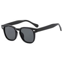Fashion Bright Black And Gray Film Square Sunglasses With Rice Studs