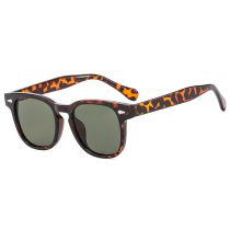 Fashion Leopard Dark Green Square Sunglasses With Rice Studs