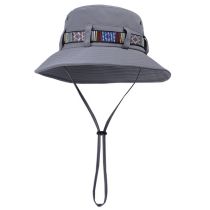 Fashion Grey Ribbon Large Brim Fisherman Hat