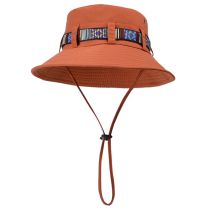 Fashion Orange Ribbon Large Brim Fisherman Hat
