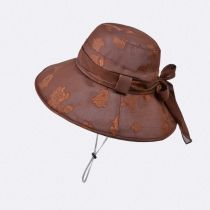 Fashion Brown Polyester Jacquard Large Brim Sun Hat