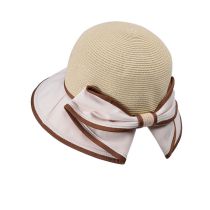 Fashion Beige Straw Lace-up Large Brim Bucket Hat