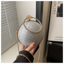 Fashion Fine Shimmery Silver Thin Glitter Ring Hand-held Round Crossbody Bag