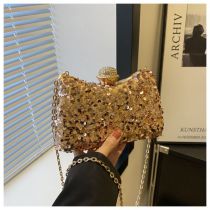 Fashion Gold Sequin Clip Crossbody Bag