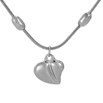 Fashion Silver Titanium Steel Love Pendant Bead Necklace