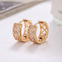 Fashion Gold Copper Inlaid Zirconium Round Earrings