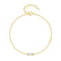 Fashion Gold-white Diamond Sterling Silver Diamond Rectangular Bracelet
