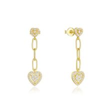 Fashion Gold Sterling Silver Diamond Love Earrings