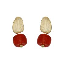 Fashion Gold Earrings Frosted Copper Geometric Stud Earrings