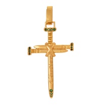 Fashion Golden 2 Copper Inlaid Zirconia Cross Pendant Accessories