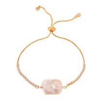Fashion Golden 2 Copper Set Zircon Pearl Bracelet