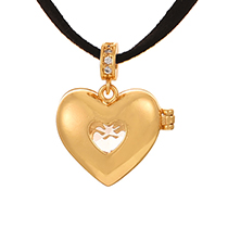 Fashion Golden 2 Copper Inlaid Zirconium Love Flip Pendant Pu Tether Necklace