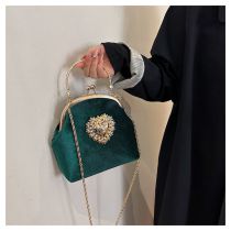 Fashion Green Velvet Clip Large Capacity Crossbody Bag
