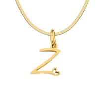 Fashion Z-gold Stainless Steel Snake Bone Chain Hollow Love 26 Letter Necklace