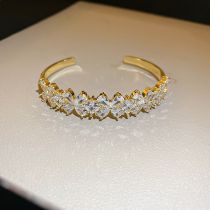 Fashion Bracelet - Gold (real Gold Plating) Metal Diamond Geometric Open Bracelet