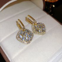 Fashion Earrings-square With Diamonds Alloy Diamond Square Earrings