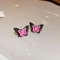 Fashion Pink Butterfly Alloy Butterfly Earrings