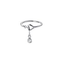Fashion Water Drop Zirconia Ring (white Gold) Copper Set Pear Drop Diamond Open Ring
