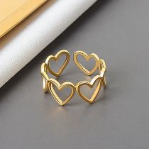 Fashion Gold Color Copper Hollow Love Open Ring