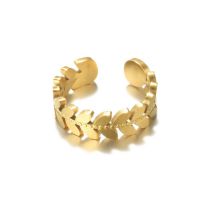 Fashion Gold Stainless Steel Leaf Open Ring