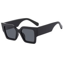 Fashion Bright Black All Gray Large Square Frame Sunglasses