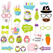 Fashion Easter Photo Props 28pcs Paper Rabbit Easter Egg Eyes And Beard Photo Props