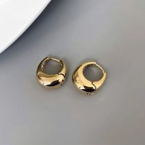Fashion Gold Metal Glossy Round Earrings