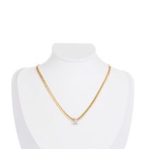 Fashion White Titanium Steel Diamond Drop Necklace