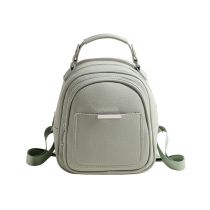 Fashion Green Soft Leather Large Capacity Backpack