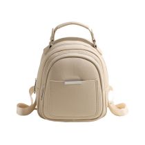 Fashion Beige Soft Leather Large Capacity Backpack