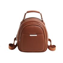 Fashion Brown Soft Leather Large Capacity Backpack