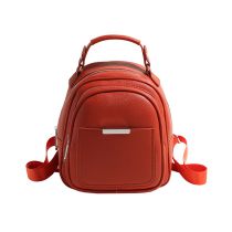 Fashion Orange Soft Leather Large Capacity Backpack