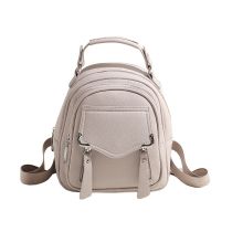 Fashion Beige Gray Pu Large Capacity Backpack