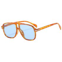 Fashion Tortoiseshell Blue Frame Ac Gradient Double Bridge Sunglasses