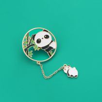 Fashion Panda Hanging Chain-bamboo Alloy Geometric Panda Brooch