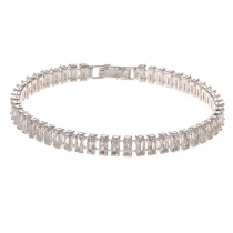 Fashion White+silver Copper Set Zirconia Square Bracelet