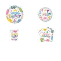 Fashion Easter Egg Set Paper Printed Disposable Paper Plates And Cups Tableware Supplies