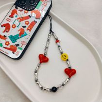 Fashion 2# Bone Beaded Heart Smiley Mobile Phone Chain
