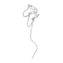 Fashion A Long Three-ring Ear Clip Copper Inlaid Zirconium Chain Ear Bone Clip Earrings (single)
