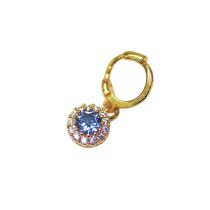 Fashion One Golden Blue Round Diamond Earrings Copper Diamond Geometric Earrings (single)
