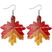 Fashion 6# Leather Pumpkin Maple Leaf Earrings