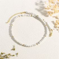 Fashion White Pine Geometric Natural Stone Beaded Necklace