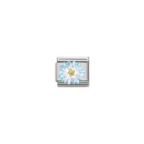 Fashion Sh Chrysanthemum-blue And White Stainless Steel Geometric Bracelet Module