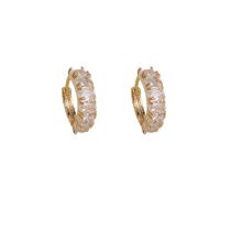 Fashion Gold-zirconia Earrings (thick Real Gold Plating) Copper Diamond Round Earrings