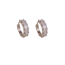 Fashion Silver - Zircon Earrings (thick Real Gold Plating) Copper Diamond Round Earrings