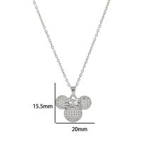 Fashion Mickey Necklace Silver Titanium Steel Diamond Mickey Mouse Necklace