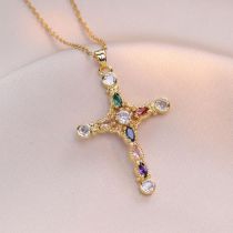 Fashion Color Cross Necklace Titanium Steel Diamond Cross Necklace