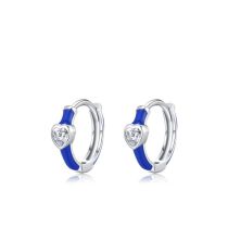 Fashion Klein Blue Earrings Silver And Diamond Love Drops Round Earrings