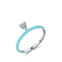 Fashion 3# Silver And Diamond Oil Drop Geometric Ring