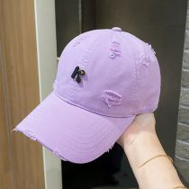 Fashion Purple Three-dimensional Embroidered Hole Soft Top Baseball Cap